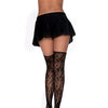 Knitted Lace Design Thigh High Stockings Black O/S