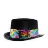 Pride Felt Topper w/Rainbow Sequined Band  - Black