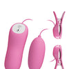 Pretty Love Electric Shock Vibro Nipple Clamps & Bullet - Pink