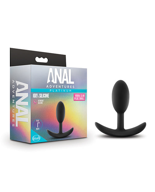 Blush Anal Adventures Platinum Silicone Vibra Black Plug - Assorted Sizes