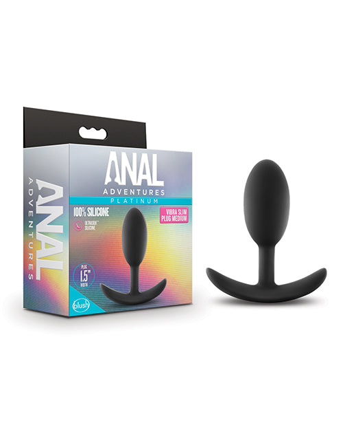 Blush Anal Adventures Platinum Silicone Vibra Black Plug - Assorted Sizes