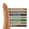 Blush Lock On 7.5" Hexanite Dildo w/Suction Cup Adapter - Mocha