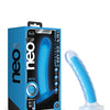 Blush Neo Elite Glow in the Dark Tao 7" Silicone Dual Density Dildo - Neon Blue
