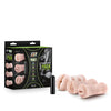 Blush M for Men Self Lubricating Vibrating Stroker Sleeve Kit - Vanilla Pack of 3