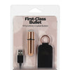 First Class Mini Rechargeable Bullet w/Crystal - 9 Functions Rose Gold