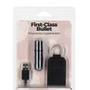 First Class Mini Rechargeable Bullet w/Crystal - 9 Functions Silver
