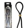 Bolo Cock Ring Leather Lasso Bead Slider w/Skull Tips - Black with Gold or Silver