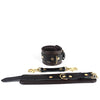 Spartacus Wrist Restraints - Brown Leather w/Gold Accent Hardware