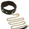 Spartacus Collar & Leash - Brown Leather w/Gold Accent Hardware