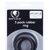 Spartacus Rubber Cock Ring Set - Black Pack of 3