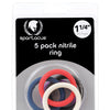 Spartacus 1.25" Nitrile Cock  Ring Set - Asst. Colors Pack of 5