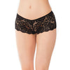 Low Rise Stretch Scallop Lace Booty Short - Black