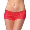 Low Rise Stretch Scallop Lace Booty Short - Red