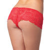 Low Rise Stretch Scallop Lace Booty Short - Red