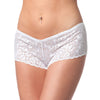 Low Rise Stretch Scallop Lace Booty Short - White