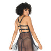 Double Slit Sheer Babydoll w/Cage Detail Back & G-String Black O/S