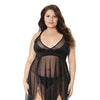 Double Slit Sheer Babydoll w/Cage Detail Back & G-String Black OS/XL