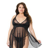Double Slit Sheer Babydoll w/Cage Detail Back & G-String Black OS/XL