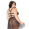 Double Slit Sheer Babydoll w/Cage Detail Back & G-String Black OS/XL