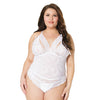 Stretch & Scallop Lace Crotchless Teddy White OS/XL