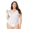 Stretch & Scallop Lace Crotchless Teddy White OS/XL