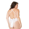 Stretch & Scallop Lace Crotchless Teddy White OS/XL