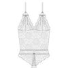Stretch & Scallop Lace Crotchless Teddy White OS/XL