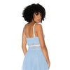 Scallop Stretch Lace & Mesh Babydoll & Thong Light Blue/White MD