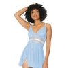 Scallop Stretch Lace & Mesh Babydoll & Thong Light Blue/White SM