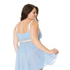 Scallop Stretch Lace & Mesh Babydoll & Thong Light Blue/White 1X/2X