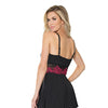 Asymmetrical Skirt w/Sheer Panel Babydoll & G-String Black/Fuchsia O/S