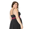 Asymmetrical Skirt w/Sheer Panel Babydoll & G-String Black/Fuchsia OS/XL