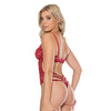 Scallop Stretch Lace Teddy w/Adjustable Thong Straps Ruby LG