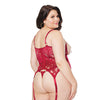 Stretch Lace Cupless Cami Top & Thong Ruby 1X/2X