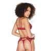 Scallop Stretch Lace Bra, Garter Belt & Thong Ruby MD