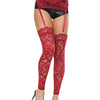 Scallop Stretch Lace Footless Stockings Ruby O/S
