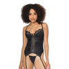 Scallop Stretch Lace & Powernet Underwire Bustier - Black