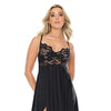 Scallop Stretch Lace & Microfiber Inner Bra Babydoll Black XL