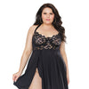 Scallop Stretch Lace & Microfiber Inner Bra Babydoll Black 3X/4X