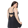 Scallop Stretch Lace & Microfiber Inner Bra Babydoll Black 3X/4X