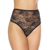 Stretch Lace High Waist Thong Black O/S