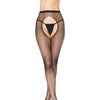Fishnet Natural Waist Crotchless Pantyhose Black O/S