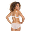 Stretch Mesh Ruffled Crotchless Teddy White LG