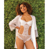 Stretch Mesh Ruffled Crotchless Teddy White SM