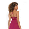 Scallop Stretch Lace & Sheer Mesh Halter Babydoll & Adjustable Thong Raspberry O/S