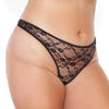 Stretch Lace High Leg Thong Black OS/XL