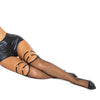 Fishnet Strap Thigh High Stockings Black O/S