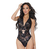 '=Metallic Stretch Lace Crotchless Teddy Black/ Rose Gold O/S