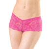 Low Rise Stretch Scallop Lace Booty Short - Hot Pink