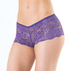 Low Rise Stretch Scallop Lace Booty Short - Purple